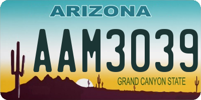 AZ license plate AAM3039