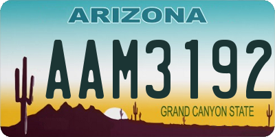 AZ license plate AAM3192