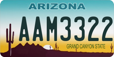AZ license plate AAM3322