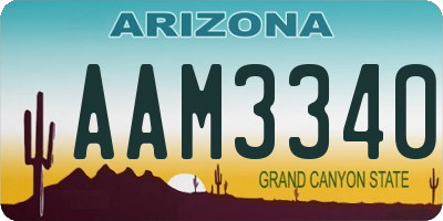 AZ license plate AAM3340