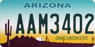 AZ license plate AAM3402