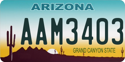 AZ license plate AAM3403
