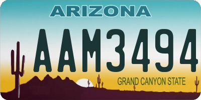 AZ license plate AAM3494