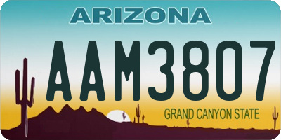 AZ license plate AAM3807