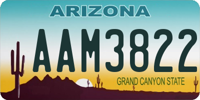 AZ license plate AAM3822