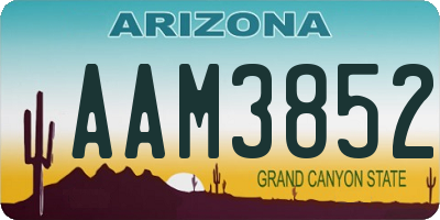 AZ license plate AAM3852