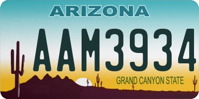 AZ license plate AAM3934