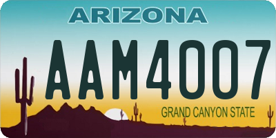AZ license plate AAM4007