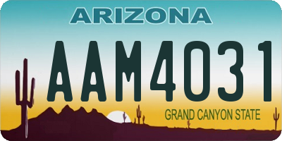 AZ license plate AAM4031