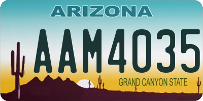 AZ license plate AAM4035