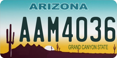 AZ license plate AAM4036