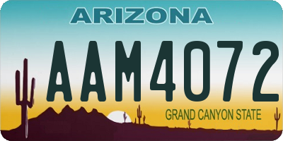 AZ license plate AAM4072