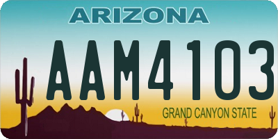 AZ license plate AAM4103