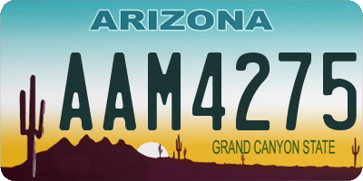 AZ license plate AAM4275