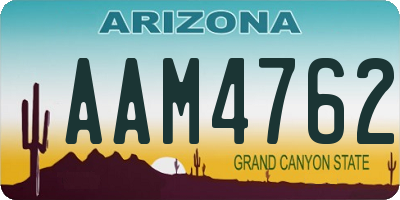 AZ license plate AAM4762