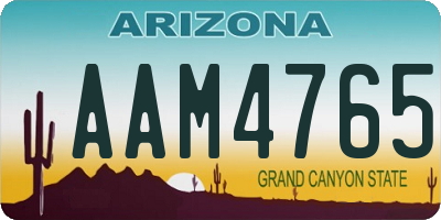 AZ license plate AAM4765