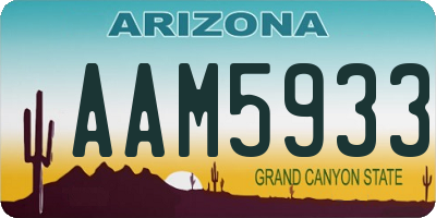 AZ license plate AAM5933