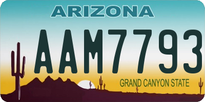 AZ license plate AAM7793