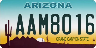 AZ license plate AAM8016