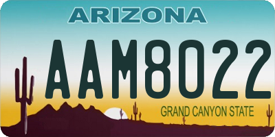 AZ license plate AAM8022
