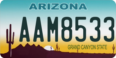 AZ license plate AAM8533
