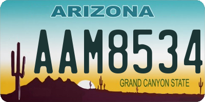 AZ license plate AAM8534