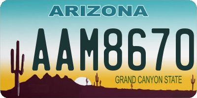 AZ license plate AAM8670