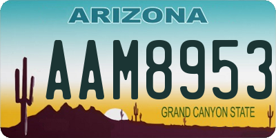 AZ license plate AAM8953