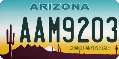 AZ license plate AAM9203