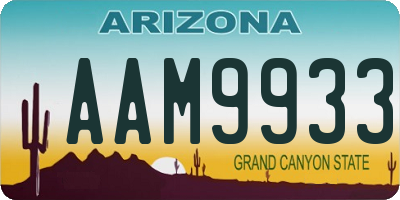 AZ license plate AAM9933