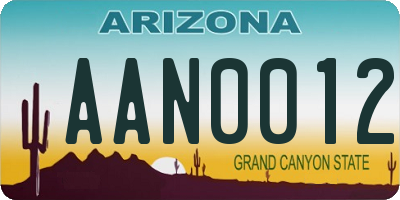 AZ license plate AAN0012