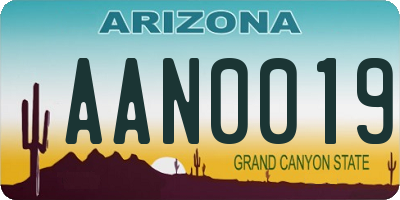 AZ license plate AAN0019