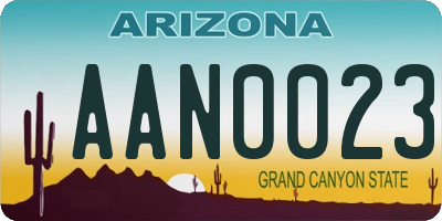 AZ license plate AAN0023