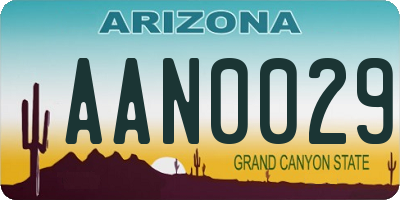 AZ license plate AAN0029