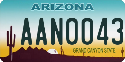 AZ license plate AAN0043
