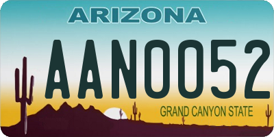 AZ license plate AAN0052