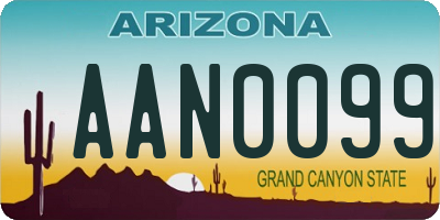 AZ license plate AAN0099