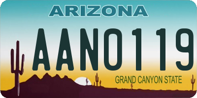AZ license plate AAN0119