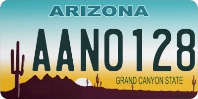 AZ license plate AAN0128