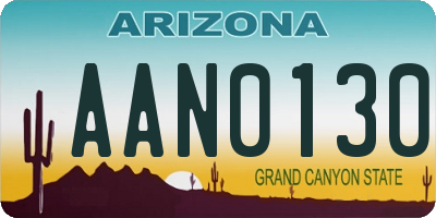 AZ license plate AAN0130