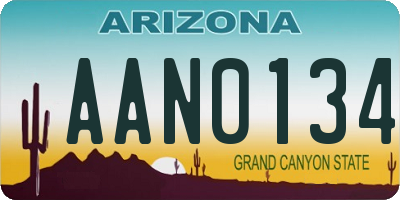 AZ license plate AAN0134