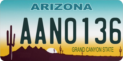 AZ license plate AAN0136