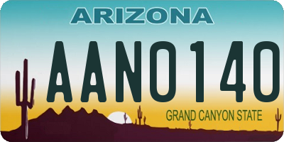 AZ license plate AAN0140