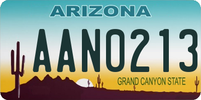 AZ license plate AAN0213