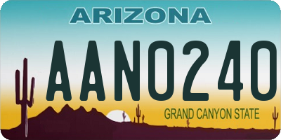 AZ license plate AAN0240