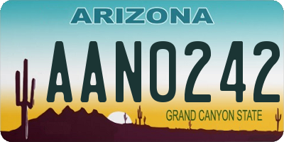 AZ license plate AAN0242