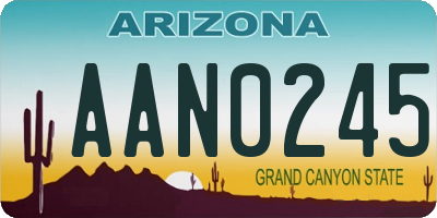 AZ license plate AAN0245