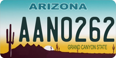 AZ license plate AAN0262