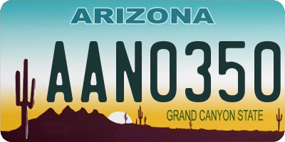 AZ license plate AAN0350