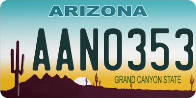AZ license plate AAN0353